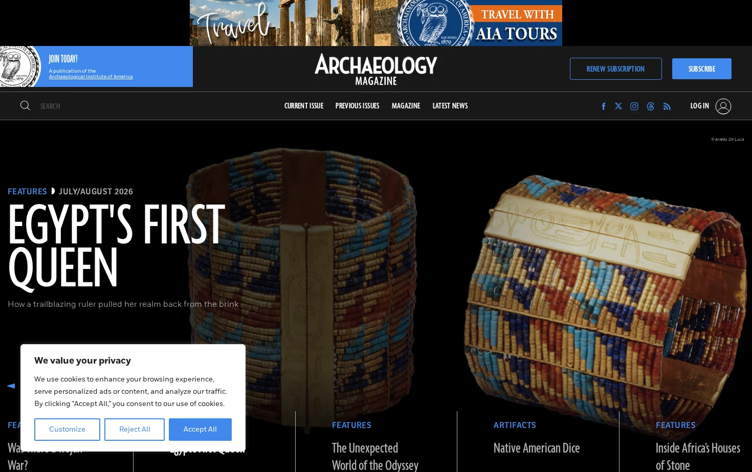 Archaeology Magazine 页面快照